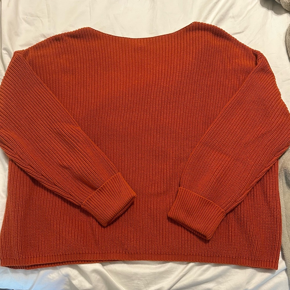 French Connection Women Knit Sweater Copper Coin Burnt Orange Loose